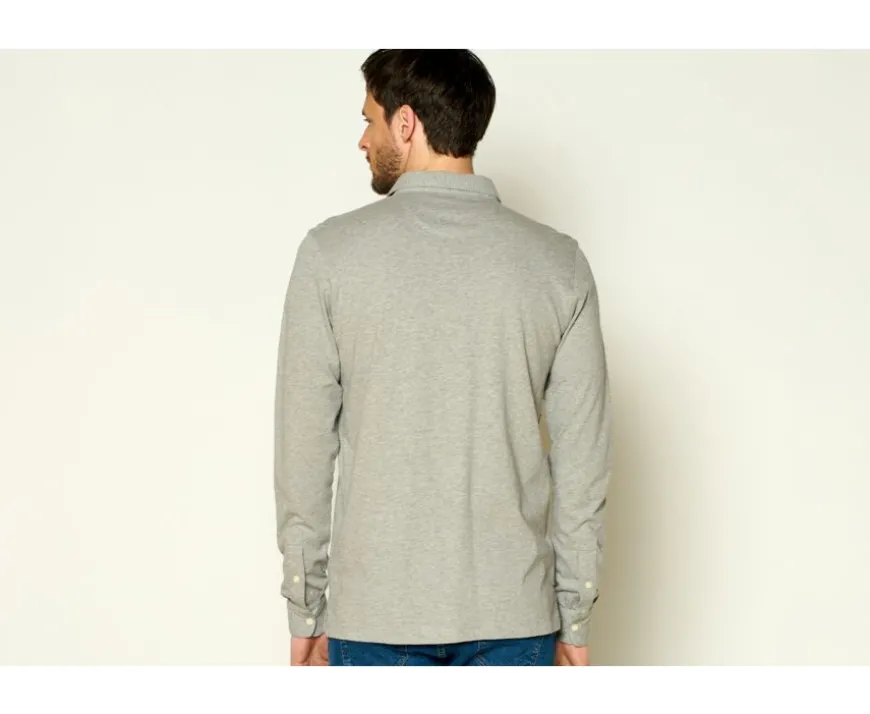 Polo de hombre de manga larga Gris Claro Moteado Aiden Ml-Bexley Cheap