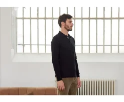 Polo de hombre de manga larga Negro Alec Ii Ml-Bexley Best Sale