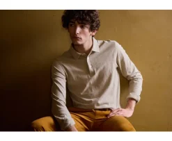 Polo de hombre de manga larga Topo Claro Moteado Aiden Ml-Bexley Outlet