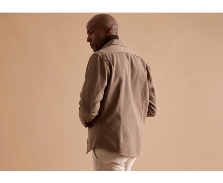 Sobrecamisa de franela Camel - Cuello francés Théodéric-Bexley Outlet