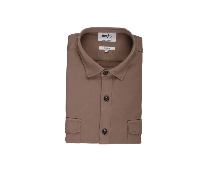 Sobrecamisa de franela Camel - Cuello francés Théodéric-Bexley Outlet