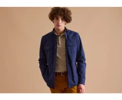Sobrecamisa de franela Navy - Cuello francés Théodéric-Bexley Best