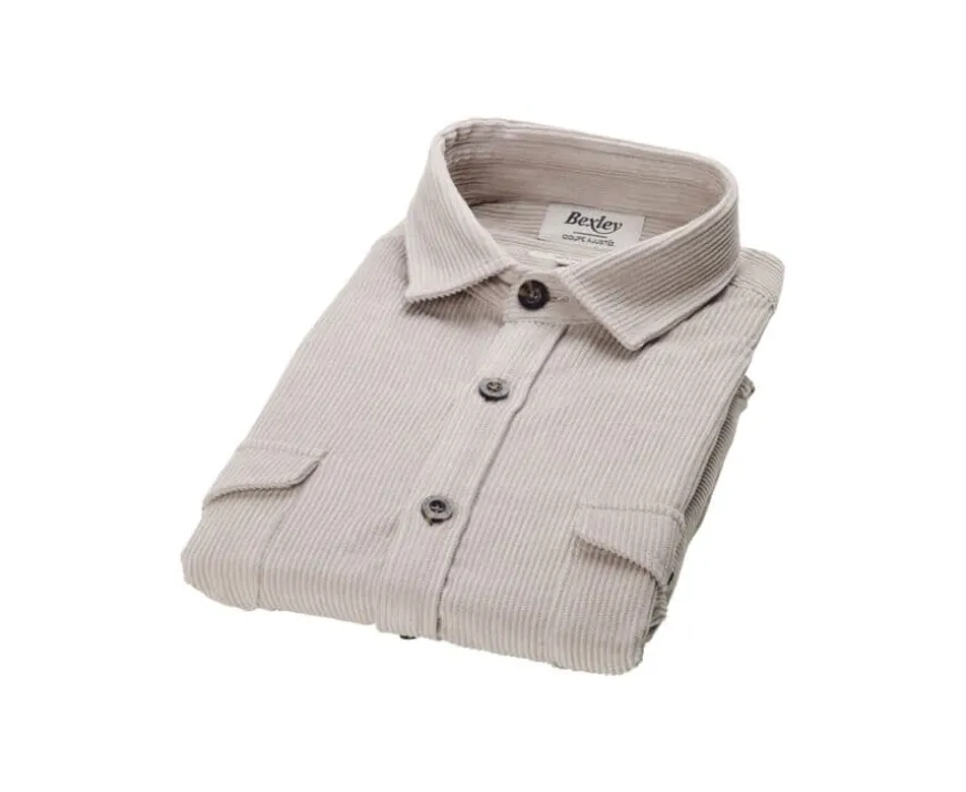 Sobrecamisa de terciopelo Beis claro - Cuello francés Victorin-Bexley Online