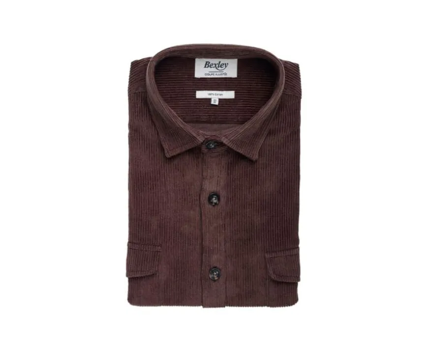 Sobrecamisa de terciopelo Chocolate - Cuello francés Victorin-Bexley Best Sale