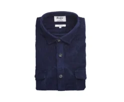 Sobrecamisa de terciopelo Navy - Cuello francés Victorin-Bexley Online