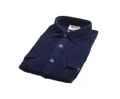 Sobrecamisa de terciopelo Navy - Cuello francés Victorin-Bexley Online
