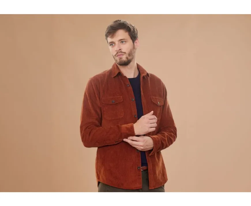 Sobrecamisa de terciopelo Terracota - Cuello francés Victorin-Bexley Online