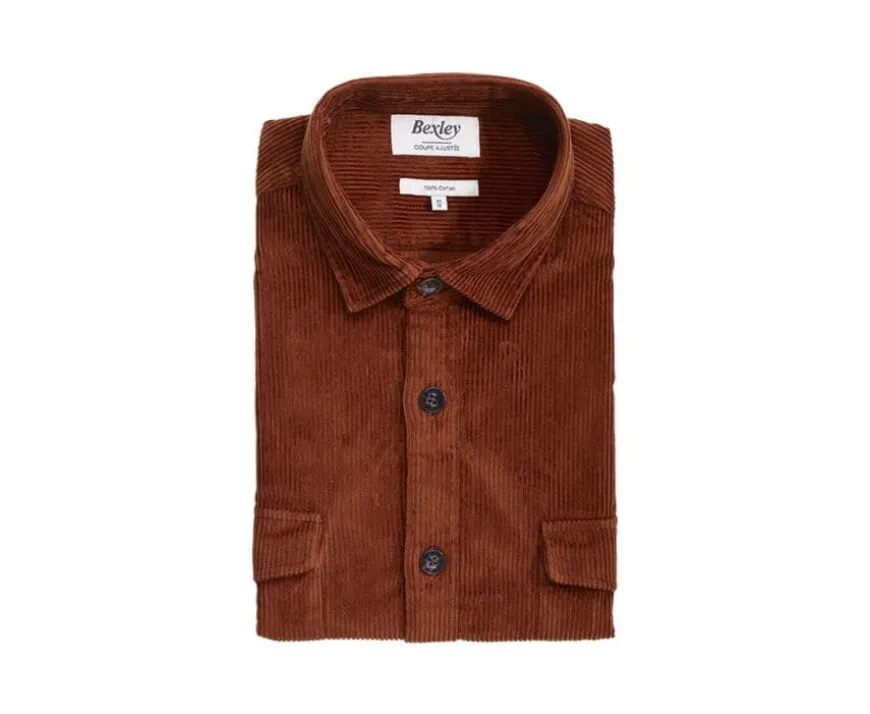 Sobrecamisa de terciopelo Terracota - Cuello francés Victorin-Bexley Online