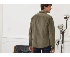 Sobrecamisa de terciopelo Verde militar - Cuello francés Victorin-Bexley Hot