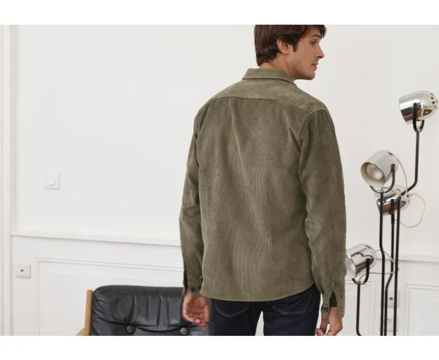 Sobrecamisa de terciopelo Verde militar - Cuello francés Victorin-Bexley Hot