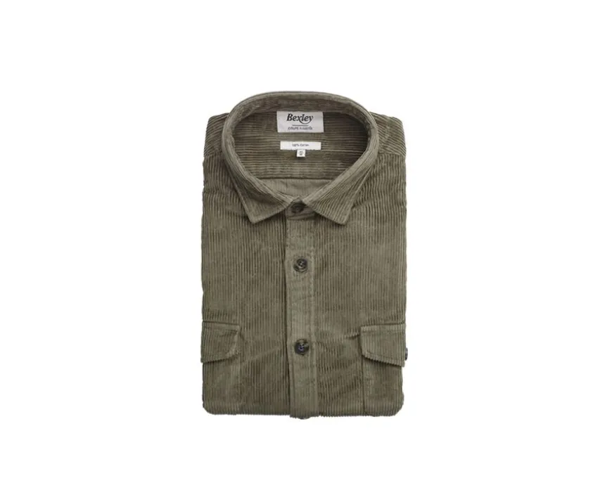 Sobrecamisa de terciopelo Verde militar - Cuello francés Victorin-Bexley Hot