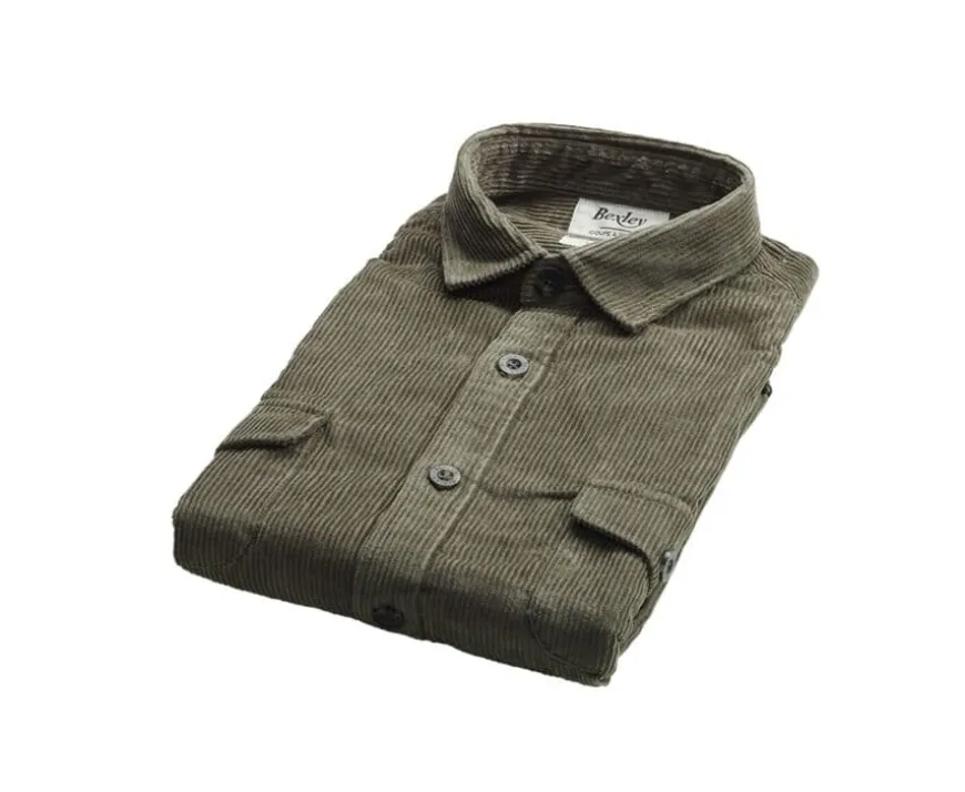 Sobrecamisa de terciopelo Verde militar - Cuello francés Victorin-Bexley Hot
