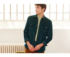 Sobrecamisa de terciopelo Verde sombrío - Cuello francés Victorin-Bexley Hot