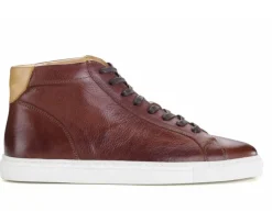 Zapatillas altas para hombre de piel Chocolate patinado Thornlea-Bexley Fashion