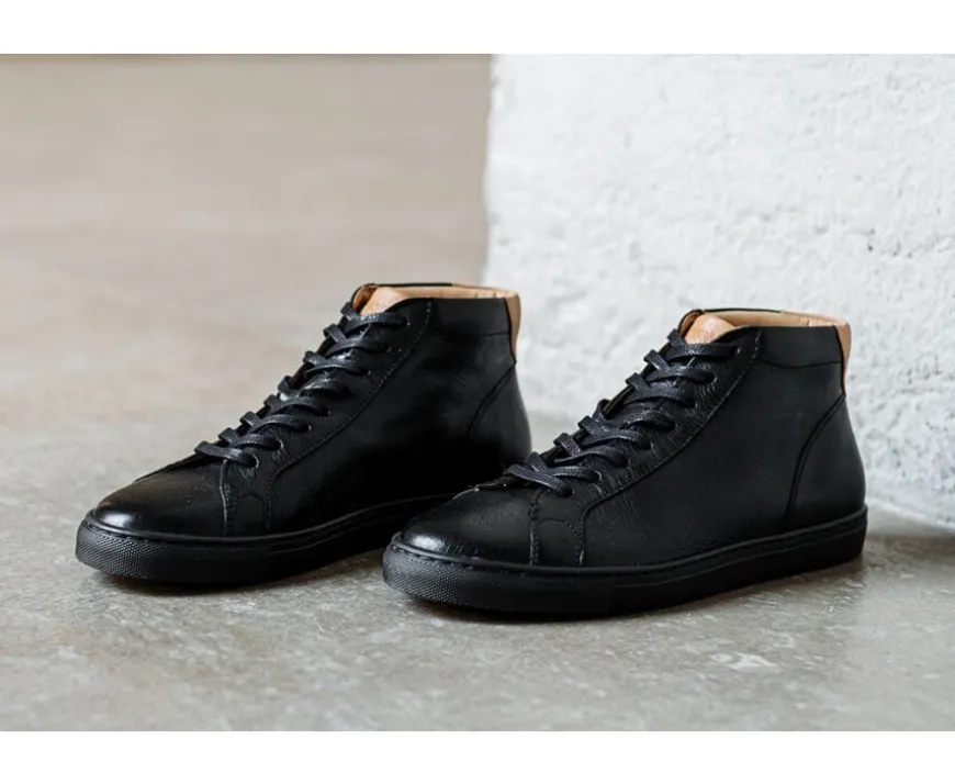 Zapatillas altas para hombre de piel Negro Thornlea-Bexley Store