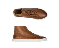 Zapatillas altas para hombre de piel Castaño patinado Hawthorne-Bexley Fashion