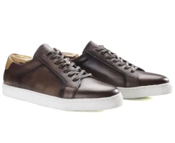 Zapatillas de hombre de piel Chocolate patinado Inglewood-Bexley Cheap