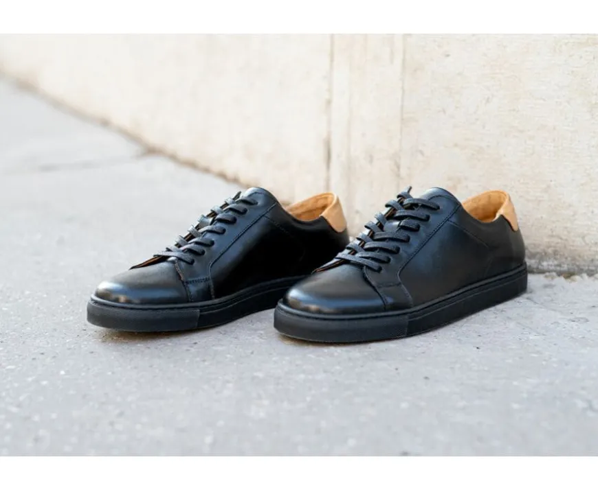 Zapatillas de hombre de piel Negro Inglewood-Bexley Hot