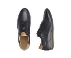 Zapatillas de hombre de piel Negro patinado Belbara-Bexley Best