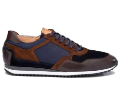Zapatillas de hombre de terciopelo Chocolate y Azul marino Corunna-Bexley Store