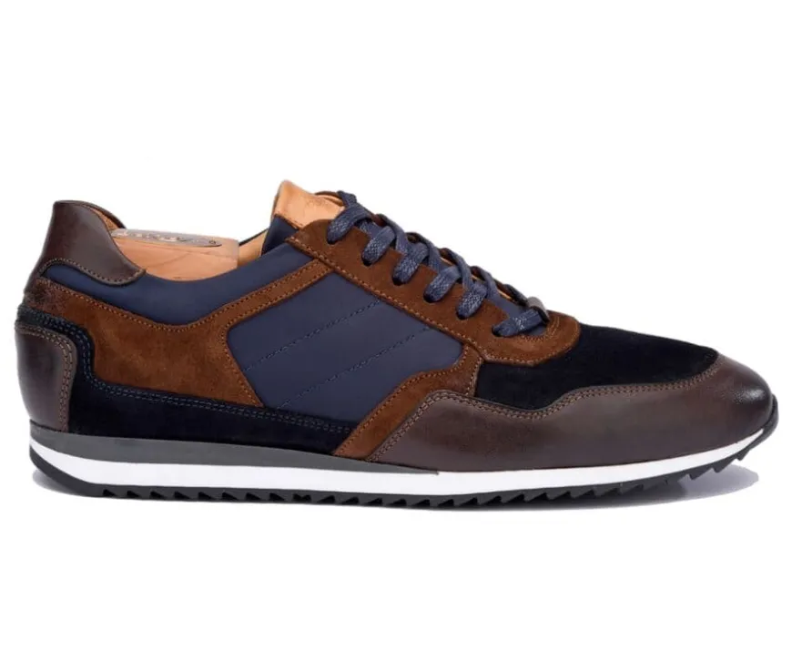 Zapatillas de hombre de terciopelo Chocolate y Azul marino Corunna-Bexley Store