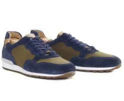 Zapatillas de hombre de Terciopelo Azul y Caqui Canberra Ii-Bexley Discount