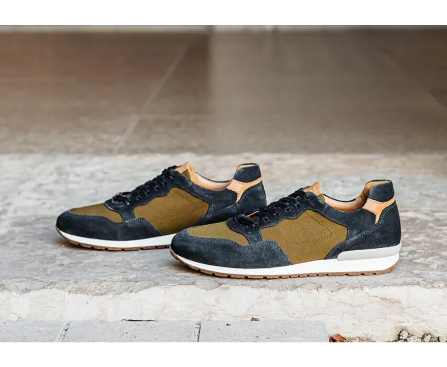 Zapatillas de hombre de Terciopelo Azul y Caqui Canberra Ii-Bexley Discount