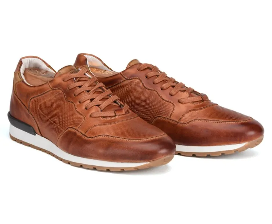 Zapatillas de hombre en piel Castaño patinado Canberra-Bexley Cheap