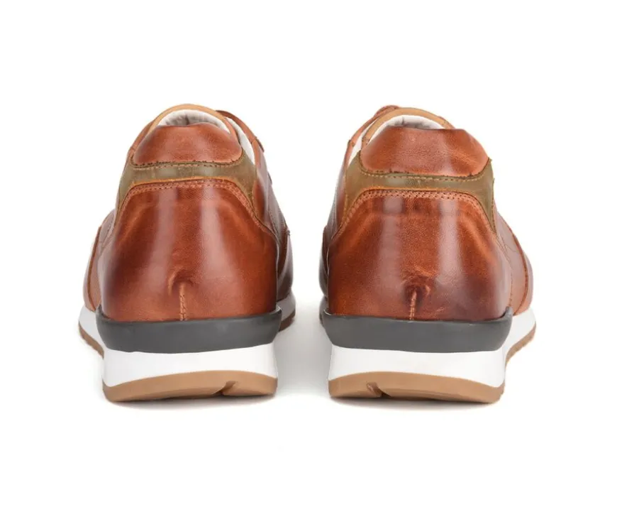 Zapatillas de hombre en piel Castaño patinado Canberra-Bexley Cheap