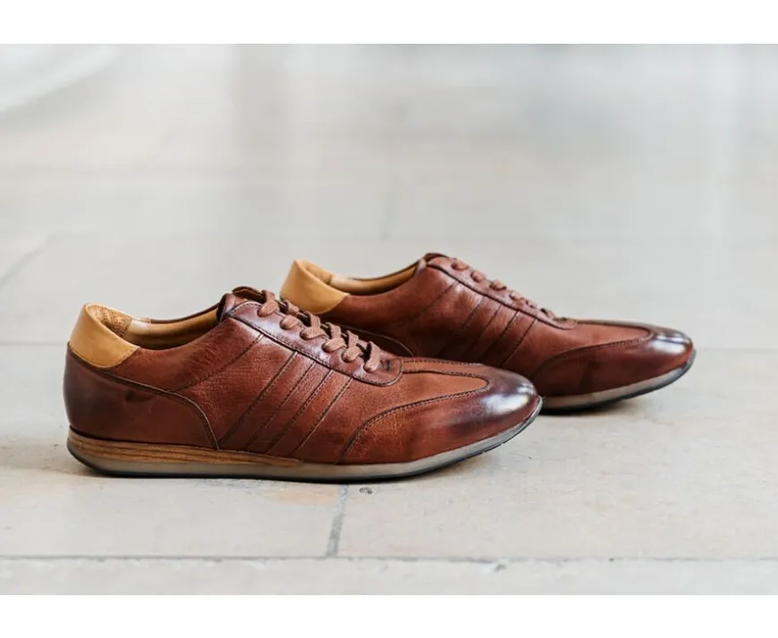 Zapatillas de piel Chocolate patinado Bockara-Bexley Store