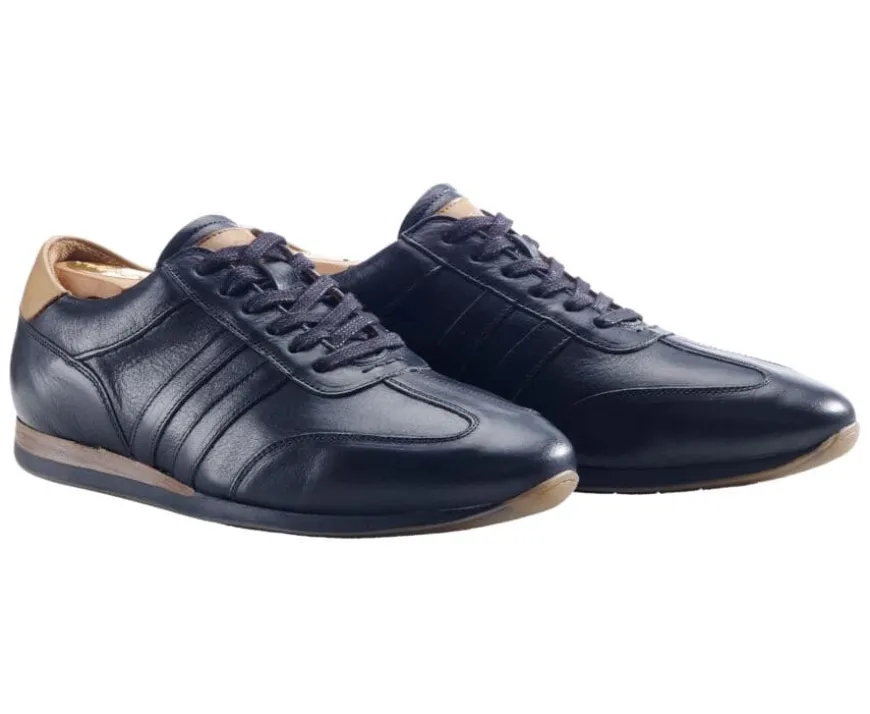 Zapatillas de piel Negro patinado Bockara-Bexley Clearance