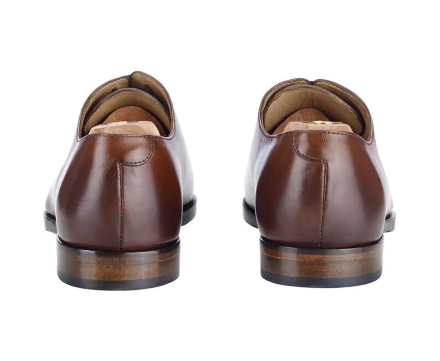Zapato Oxford Castaño Patinado con suela de cuero con patin Bellagio Patin-Bexley Shop