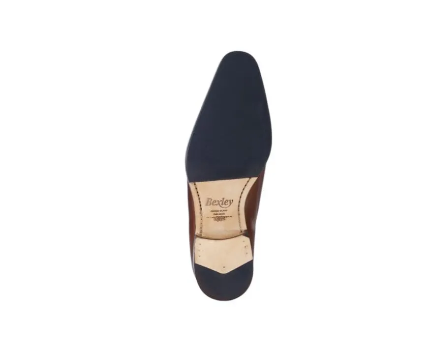 Zapato Oxford Castaño Patinado con suela de cuero con patin Bellagio Patin-Bexley Shop