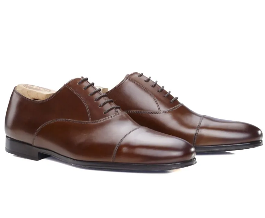 Zapato Oxford Castaño patinado para hombre con suela de caucho Lennox Gomme Urban-Bexley Best