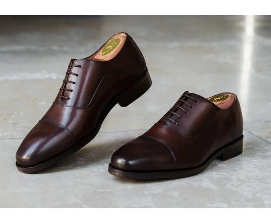 Zapato Oxford Chocolate patinado con suela de cuero con patín Grakley-Bexley Clearance
