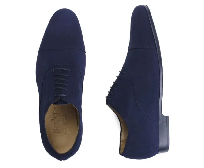 Zapato Oxford de terciopelo Azul Marine para hombre Suela de caucho Lennox Gomme Urban-Bexley New