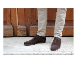 Zapato Oxford de terciopelo Marrón para hombre Suela de caucho Lennox Gomme Urban-Bexley Best