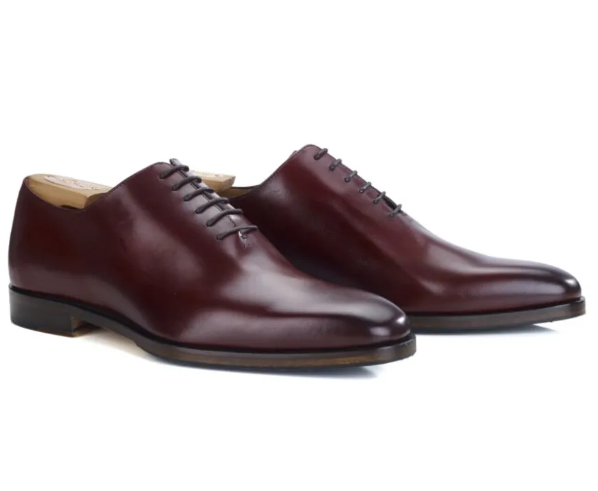 Zapato Oxford para hombre Burdeos Brillante con suela de cuero con patin Bellagio Patin-Bexley Hot