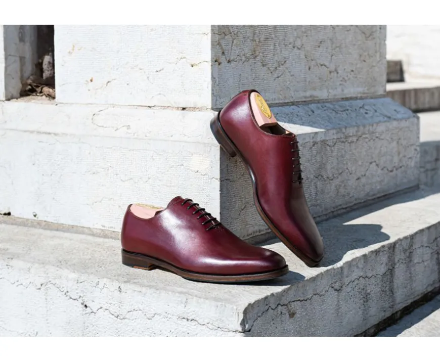 Zapato Oxford para hombre Burdeos Brillante con suela de cuero con patin Bellagio Patin-Bexley Hot