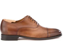 Zapato Oxford para hombre con suela de piel Coñac patinado Winford-Bexley Store