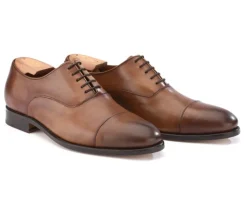 Zapato Oxford para hombre con suela de piel Coñac patinado Winford-Bexley Store