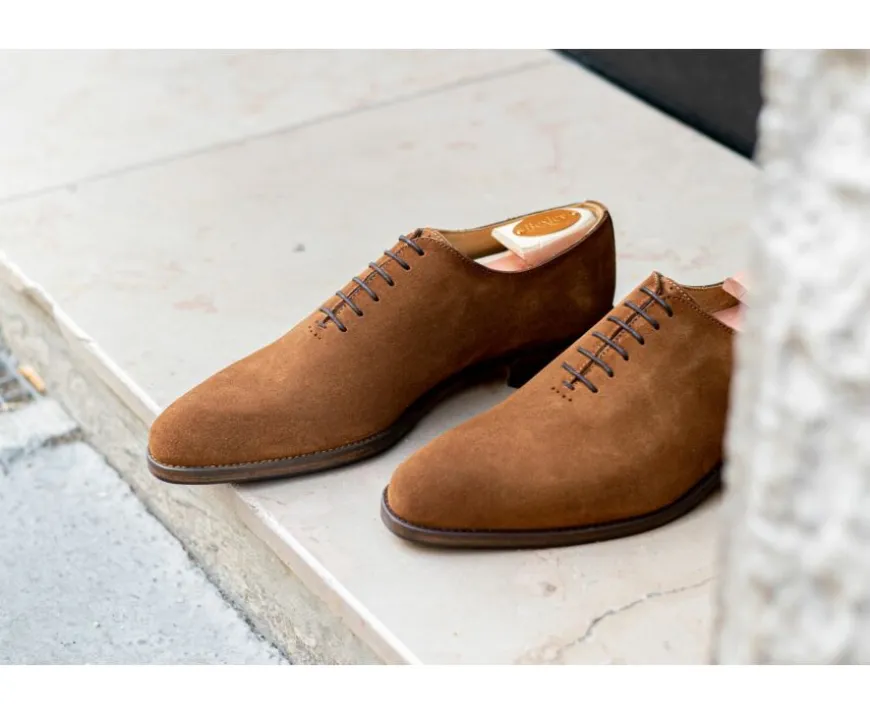 Zapato Oxford para hombre Suela de piel Terciopelo Coñac Peter Patin-Bexley Shop
