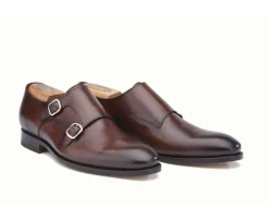 Zapatos de hombre con doble hebilla Chocolate patinado Chigwell-Bexley New