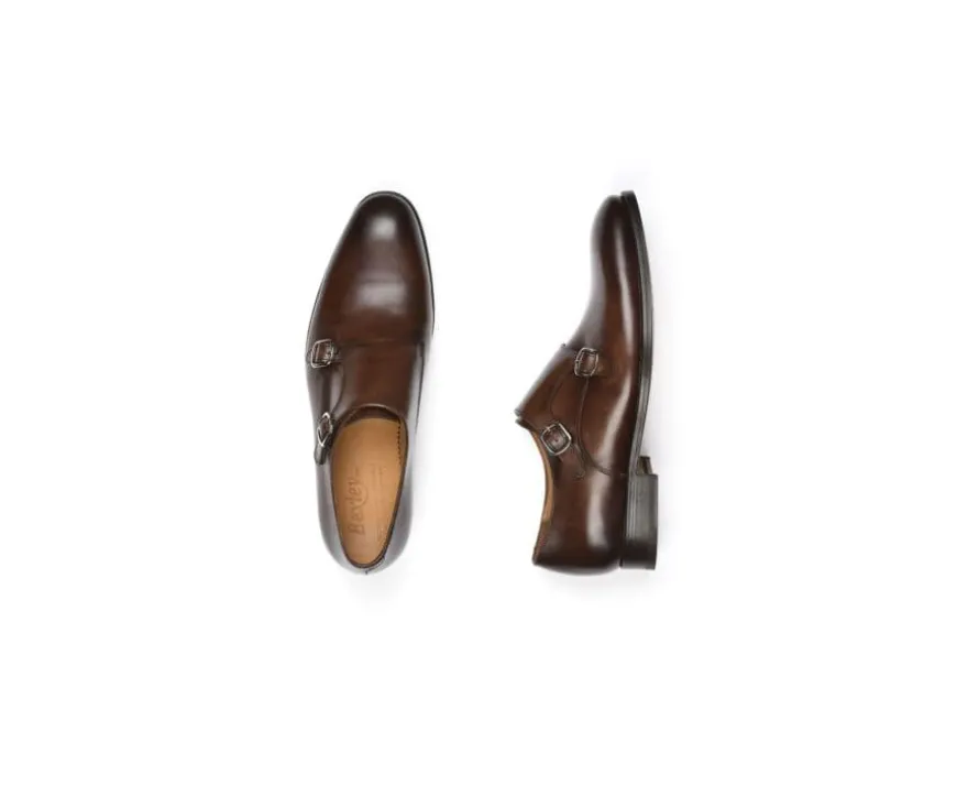 Zapatos de hombre con doble hebilla Chocolate patinado Chigwell-Bexley New