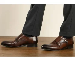 Zapatos de hombre con doble hebilla Chocolate patinado Chigwell-Bexley New
