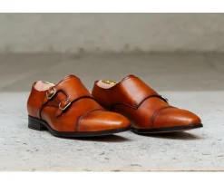 Zapatos de hombre Dorado Patinado con doble hebilla Chedington-Bexley Cheap