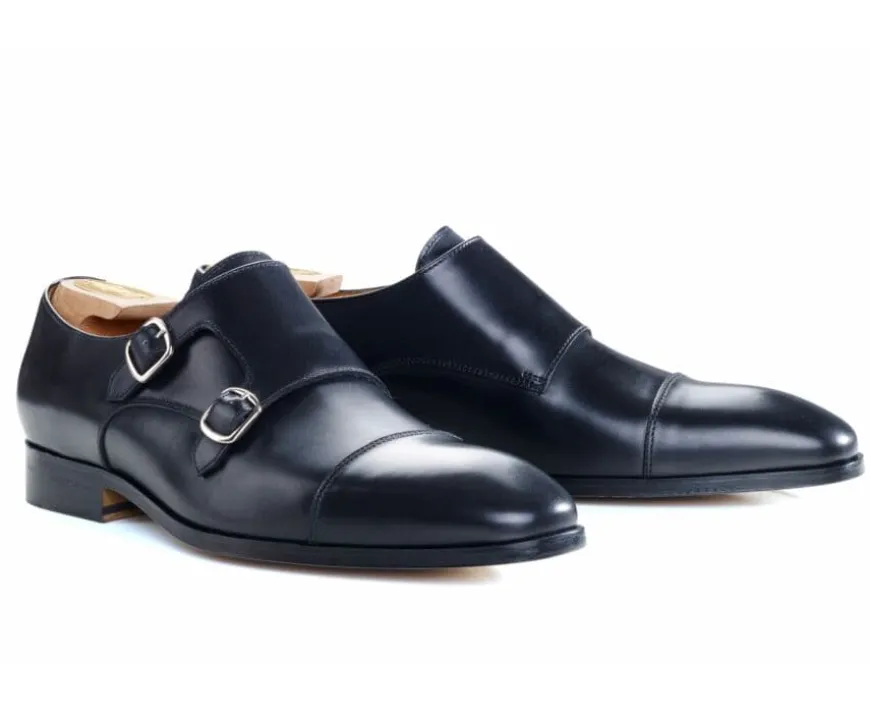 Zapatos de hombre negros con doble hebilla Cheddington-Bexley Fashion