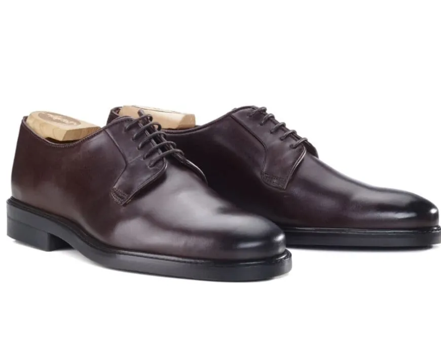 Zapatos derby Chocolate oscuro con suela de goma Monterey Classic Gomme City-Bexley Clearance