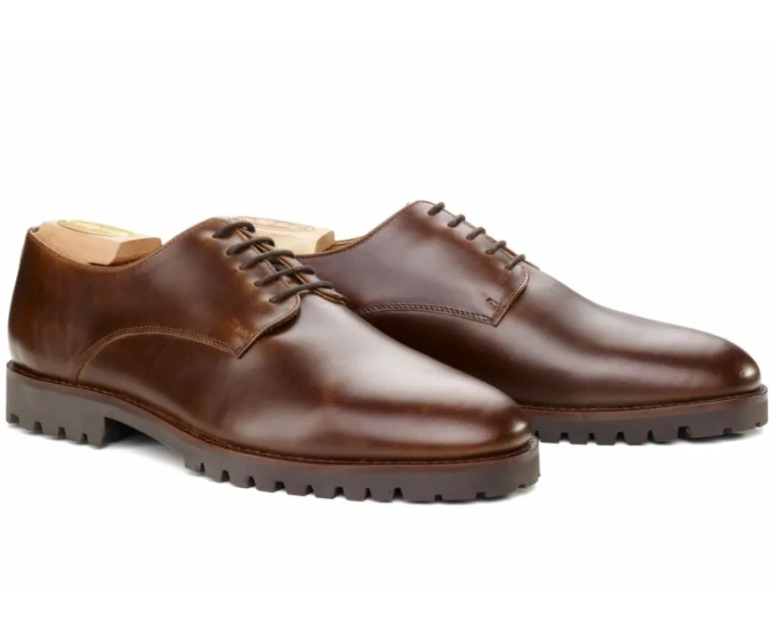 Zapatos derby Chocolate para hombre con suela de goma Bushey Gomme-Bexley New