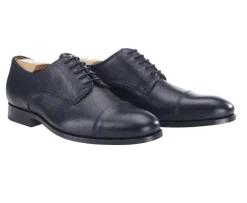 Zapatos Derby de Hombre en Cuero Granulado Negro - Suela de Cuero Gilwell-Bexley Discount